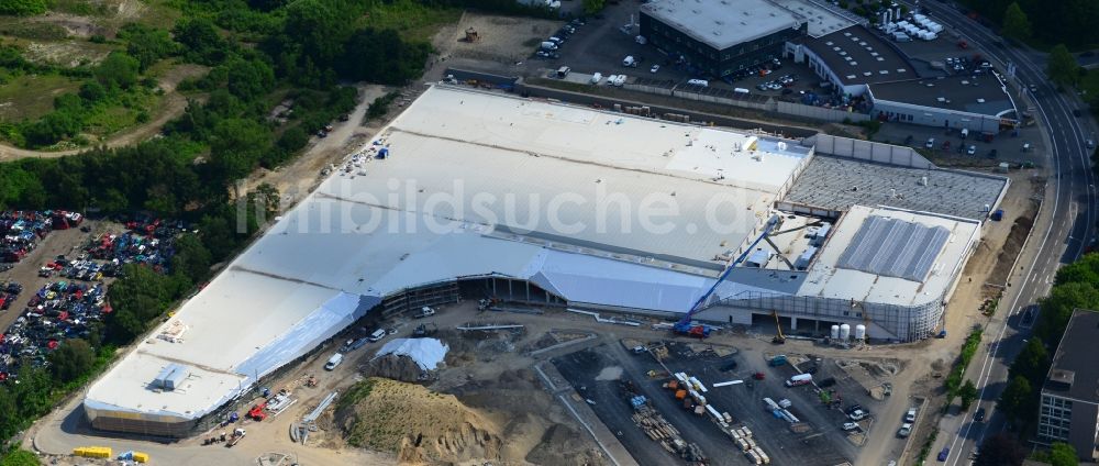 Luftaufnahme Essen - Baustelle zum Neubau eines real - Fachmarktcenter für die Nahversorgung in Essen in Nordrhein-Westfalen