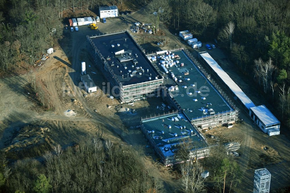 Luftaufnahme Potsdam - Baustelle zum Neubau Regionalzentrale des Deutschen Wetterdienstes (DWD) an der Michendorfer Chaussee in Potsdam im Bundesland Brandenburg, Deutschland