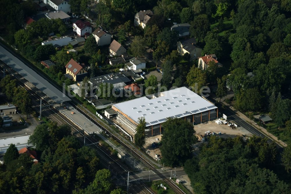 Luftaufnahme Zeuthen - Baustelle zum Neubau eines REWE-Supermarkts in Zeuthen im Bundesland Brandenburg