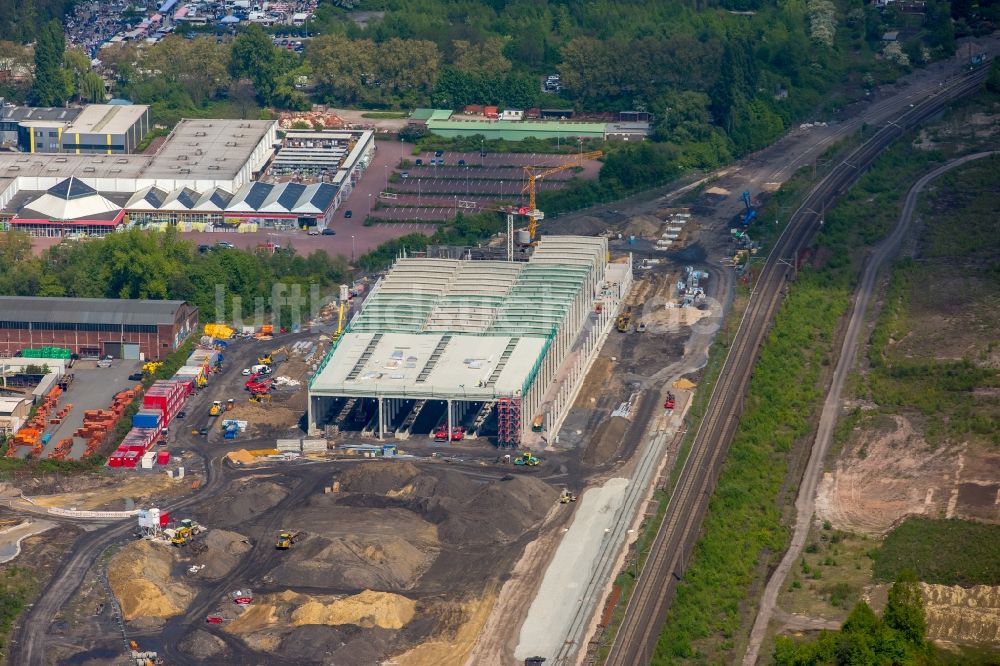 Dortmund aus der Vogelperspektive: Baustelle zum Neubau RRX- Betriebswerk an der Bornstraße durch die dechant hoch- und ingenieurbau gmbh in Dortmund im Bundesland Nordrhein-Westfalen