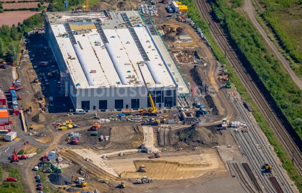 Dortmund von oben - Baustelle zum Neubau RRX- Betriebswerk an der Bornstraße durch die dechant hoch- und ingenieurbau gmbh in Dortmund im Bundesland Nordrhein-Westfalen