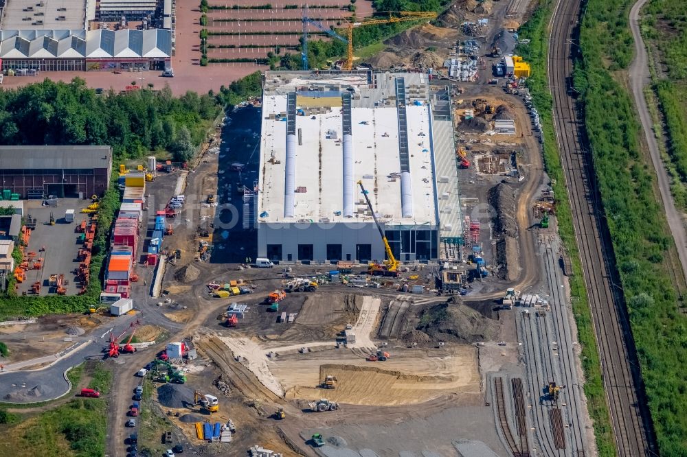 Dortmund aus der Vogelperspektive: Baustelle zum Neubau RRX- Betriebswerk an der Bornstraße durch die dechant hoch- und ingenieurbau gmbh in Dortmund im Bundesland Nordrhein-Westfalen