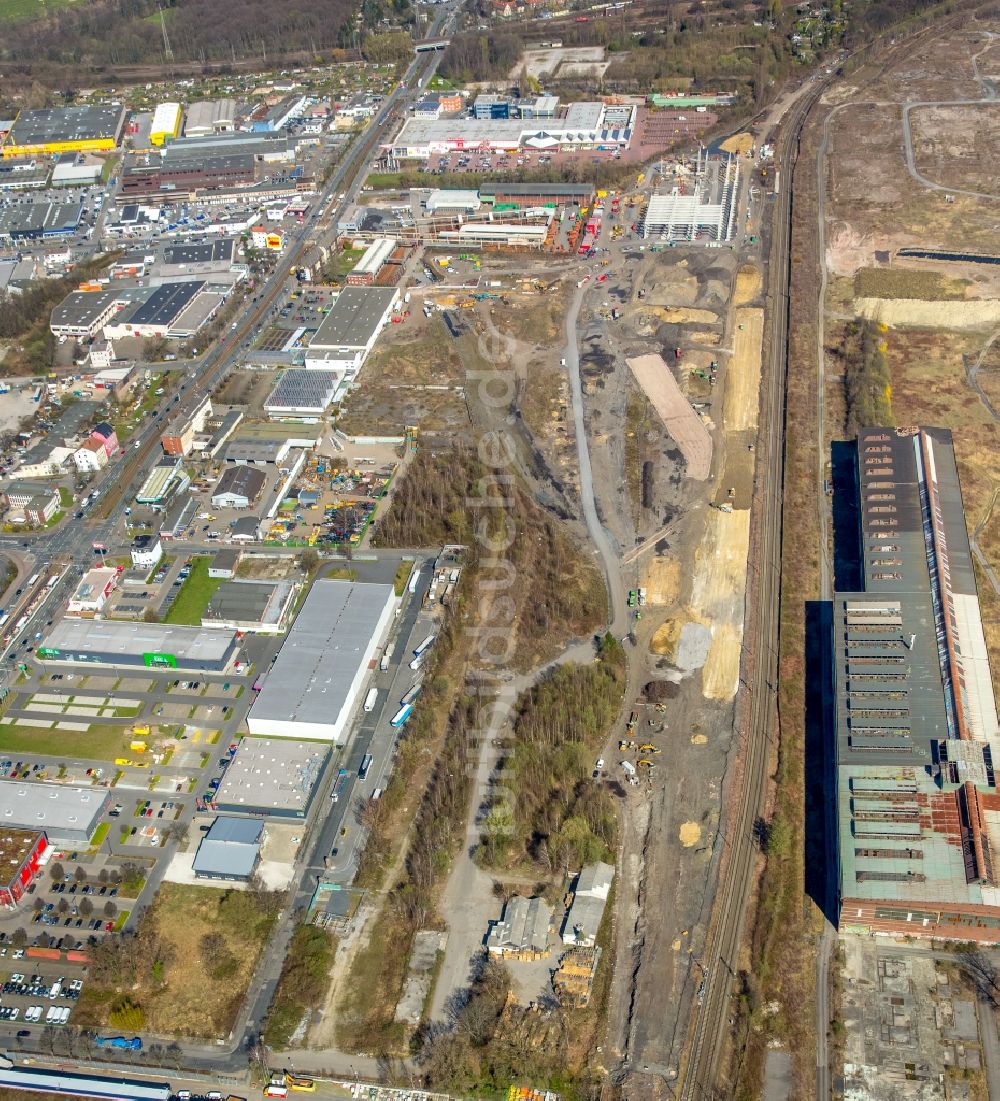 Luftbild Dortmund - Baustelle zum Neubau RRX- Betriebswerk an der Bornstraße durch die dechant hoch- und ingenieurbau gmbh in Dortmund im Bundesland Nordrhein-Westfalen