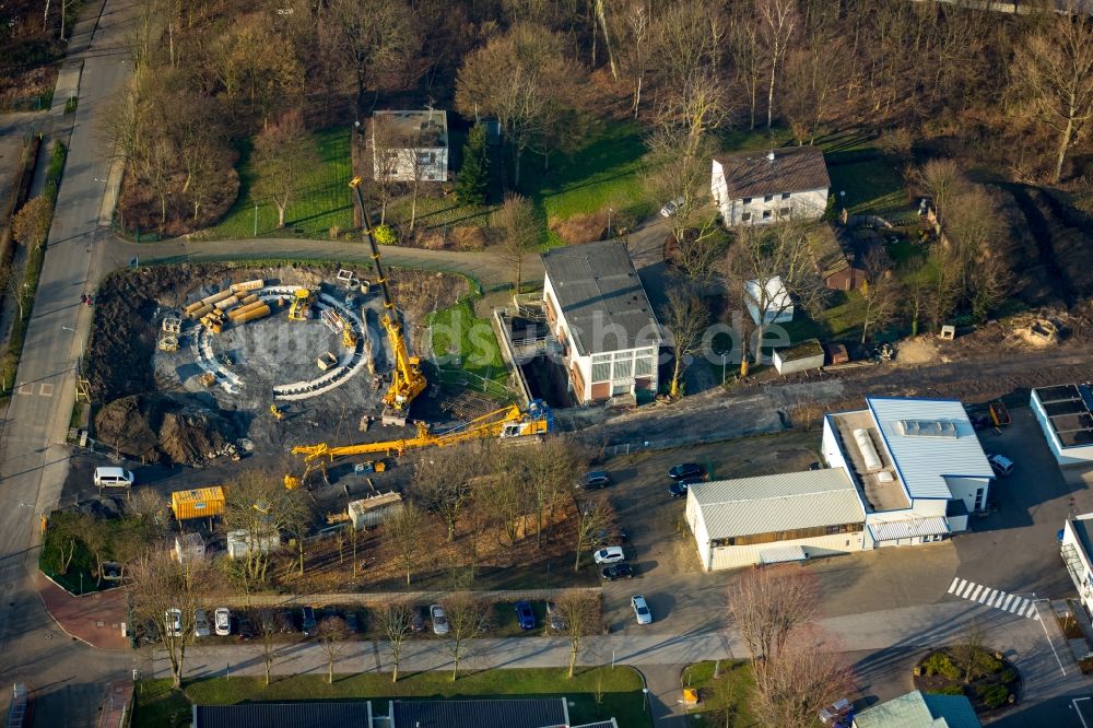 Herne aus der Vogelperspektive: Baustelle zum Neubau eines Schmutzwasserpumpwerkes an der Langforthstraße im Stadtteil Horsthausen in Herne im Bundesland Nordrhein-Westfalen