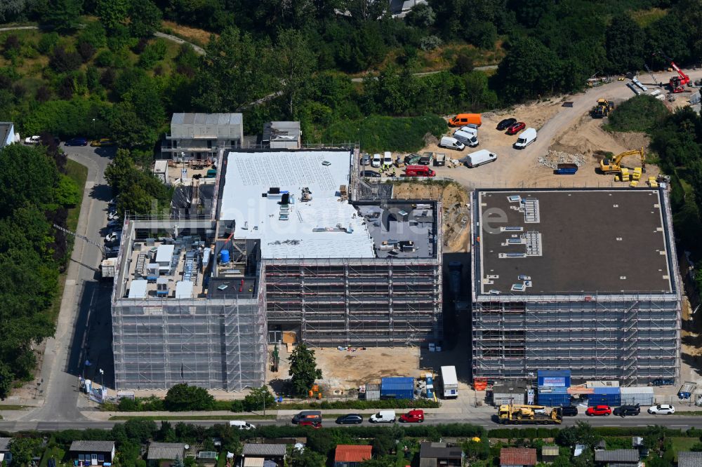 Luftbild Berlin - Baustelle zum Neubau des Schulgebaudes Elsenschule in Berlin, Deutschland