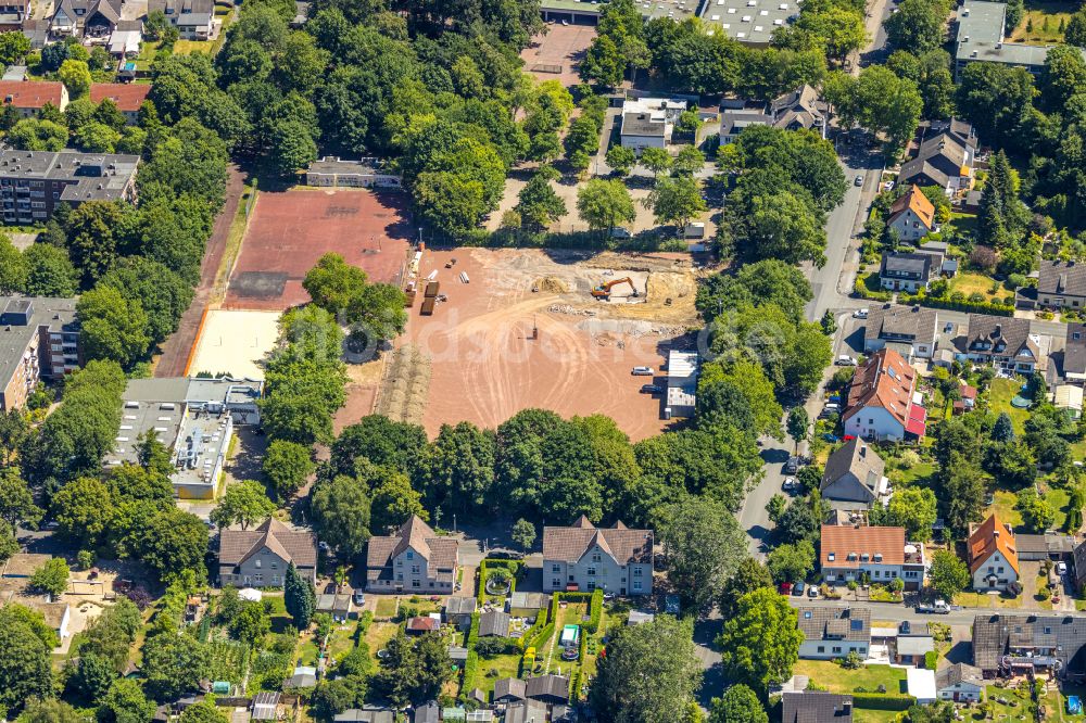 Dortmund aus der Vogelperspektive: Baustelle zum Neubau des Schulgebäudes Erweiterungsbau des Heinrich-Heine-Gymnasium in Dortmund im Bundesland Nordrhein-Westfalen, Deutschland