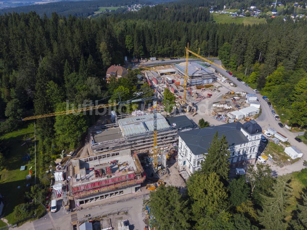 Bad Reiboldsgrün von oben - Baustelle zum Neubau des Schulgebäudes Forstschule in Bad Reiboldsgrün im Bundesland Sachsen, Deutschland