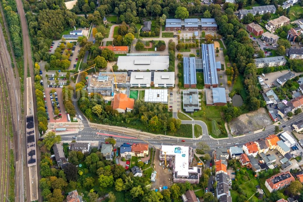 Luftbild Bochum - Baustelle zum Neubau des Schulgebäudes der Förderschule Schule am Haus Langendreer in Bochum im Bundesland Nordrhein-Westfalen, Deutschland