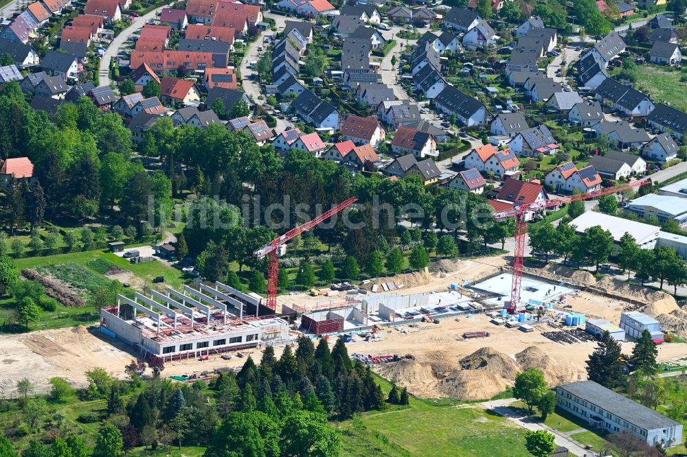 Luftbild Panketal - Baustelle zum Neubau des Schulgebäudes einer Grundschule in Panketal im Bundesland Brandenburg, Deutschland