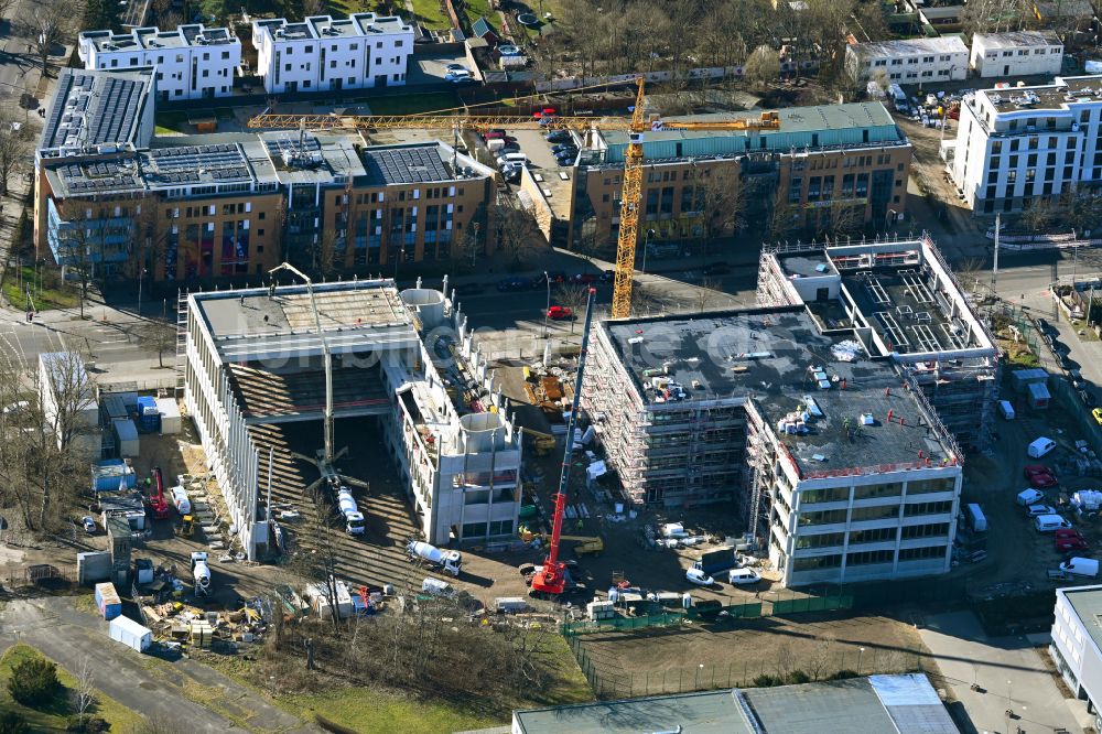 Berlin von oben - Baustelle zum Neubau des Schulgebäudes 49. Grundschule Pankow in Berlin, Deutschland