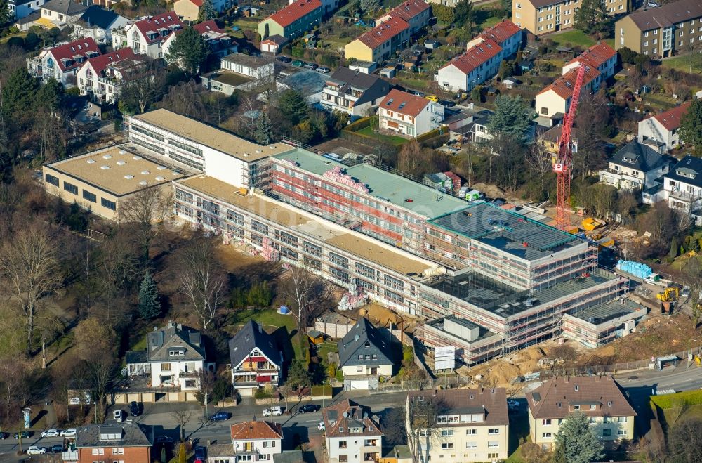 Hagen aus der Vogelperspektive: Baustelle zum Neubau des Schulgebäudes Hildegardisschule im Ortsteil Hagen-Mitte in Hagen im Bundesland Nordrhein-Westfalen