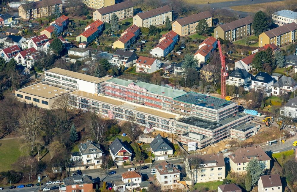 Luftaufnahme Hagen - Baustelle zum Neubau des Schulgebäudes Hildegardisschule im Ortsteil Hagen-Mitte in Hagen im Bundesland Nordrhein-Westfalen