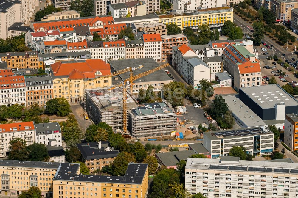 Leipzig aus der Vogelperspektive: Baustelle zum Neubau des Schulgebäudes an der Jablonowskistraße in Leipzig im Bundesland Sachsen, Deutschland