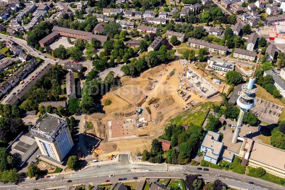 Velbert von oben - Baustelle zum Neubau des Schulgebäudes an der Kastanienallee in Velbert im Bundesland Nordrhein-Westfalen, Deutschland