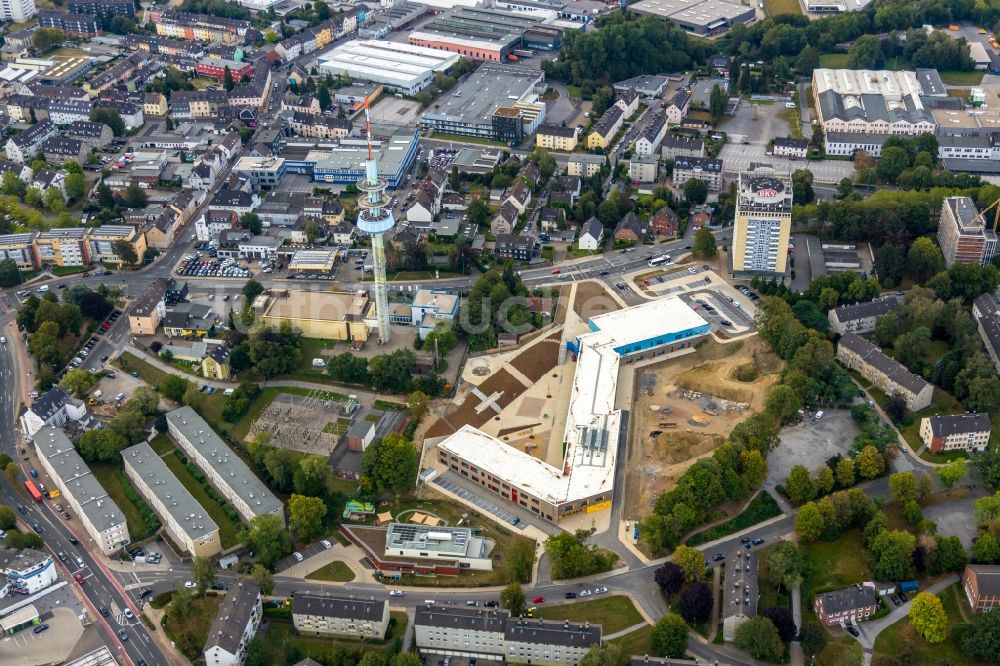 Velbert von oben - Baustelle zum Neubau des Schulgebäudes an der Kastanienallee in Velbert im Bundesland Nordrhein-Westfalen, Deutschland