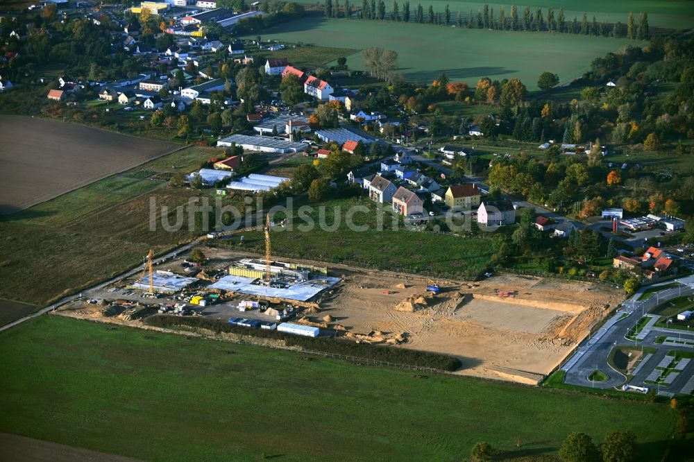 Werder (Havel) aus der Vogelperspektive: Baustelle zum Neubau des Schulgebäudes an der Klaistower Straße - Elisabethstraße in Werder (Havel) im Bundesland Brandenburg, Deutschland