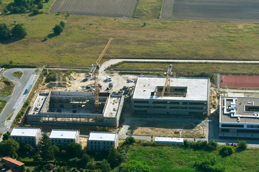 Luftbild Werder (Havel) - Baustelle zum Neubau des Schulgebäudes an der Klaistower Straße - Elisabethstraße in Werder (Havel) im Bundesland Brandenburg, Deutschland