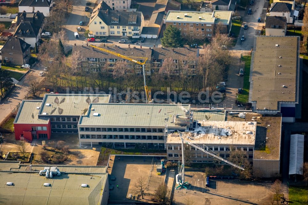 Hamm aus der Vogelperspektive: Baustelle zum Neubau des Schulgebäudes Märkisches Gymnasium an der Wilhelm-Liebknecht-Straße in Hamm im Bundesland Nordrhein-Westfalen, Deutschland