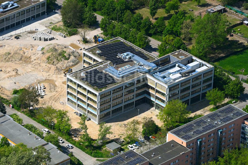 Luftaufnahme Berlin - Baustelle zum Neubau des Schulgebäudes im Ortsteil Hellersdorf in Berlin, Deutschland