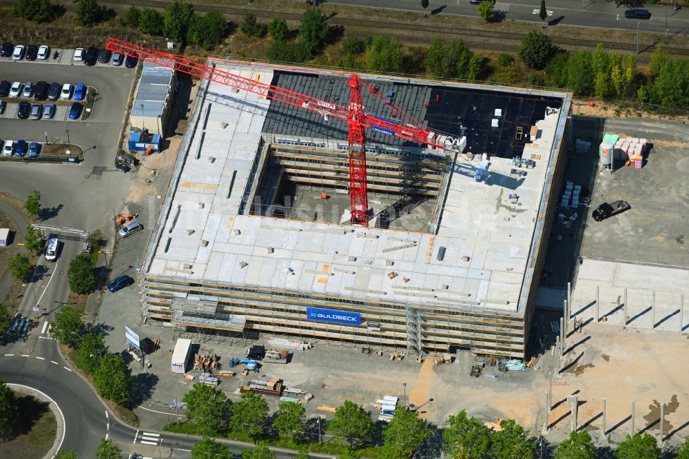 Luftbild Leipzig - Baustelle zum Neubau des Schulgebäudes im Ortsteil Wiederitzsch in Leipzig im Bundesland Sachsen, Deutschland