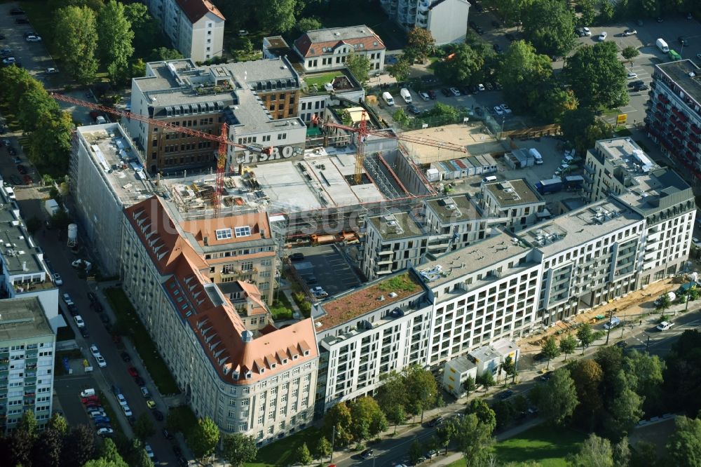 Luftbild Leipzig - Baustelle zum Neubau des Schulgebäudes Rahn-Campus an der Salomonstraße in Leipzig im Bundesland Sachsen, Deutschland