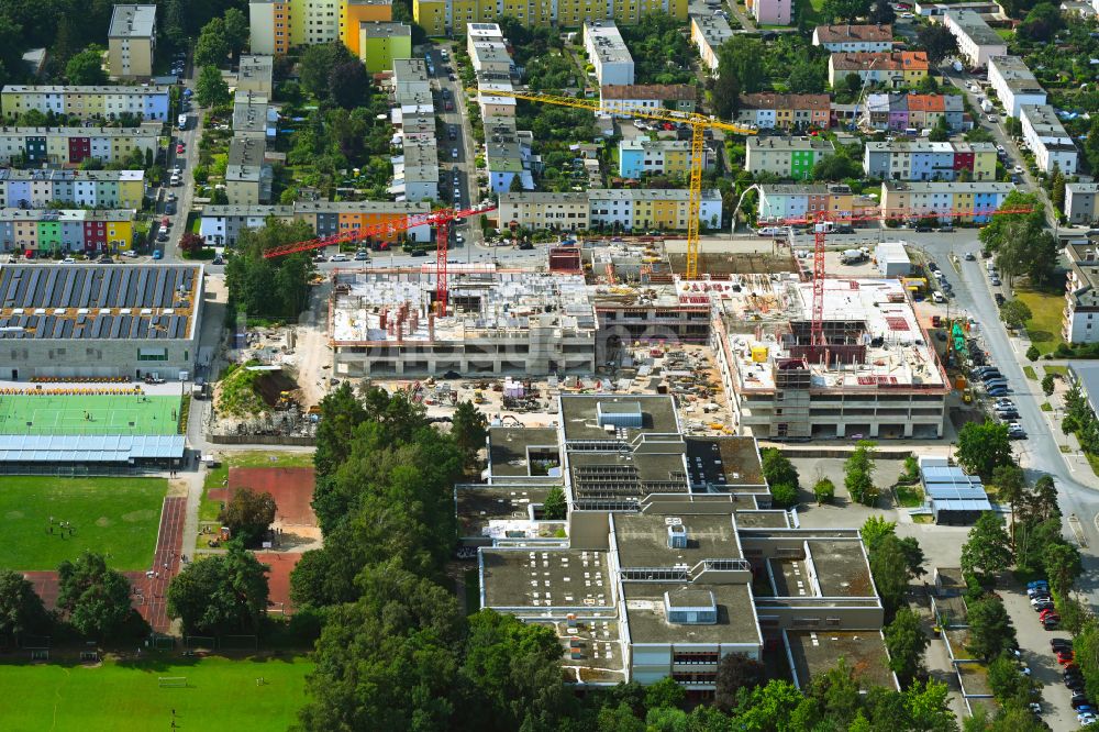 Luftaufnahme Nürnberg - Baustelle zum Neubau des Schulgebäudes Schulzentrum Südwest in Nürnberg im Bundesland Bayern, Deutschland