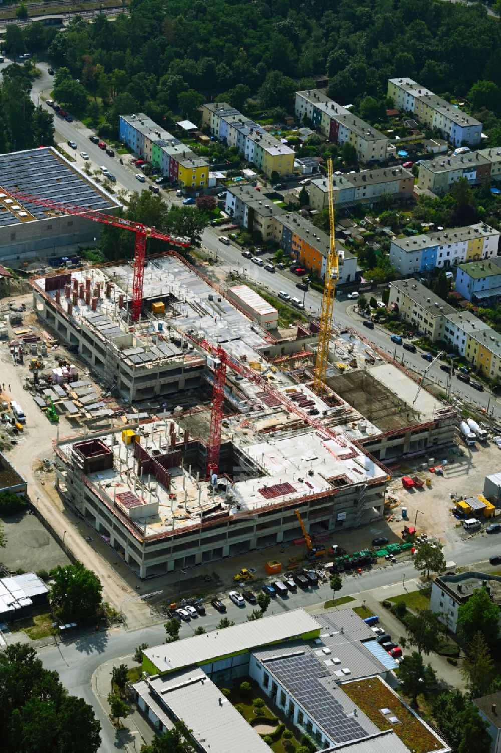 Luftaufnahme Nürnberg - Baustelle zum Neubau des Schulgebäudes Schulzentrum Südwest in Nürnberg im Bundesland Bayern, Deutschland