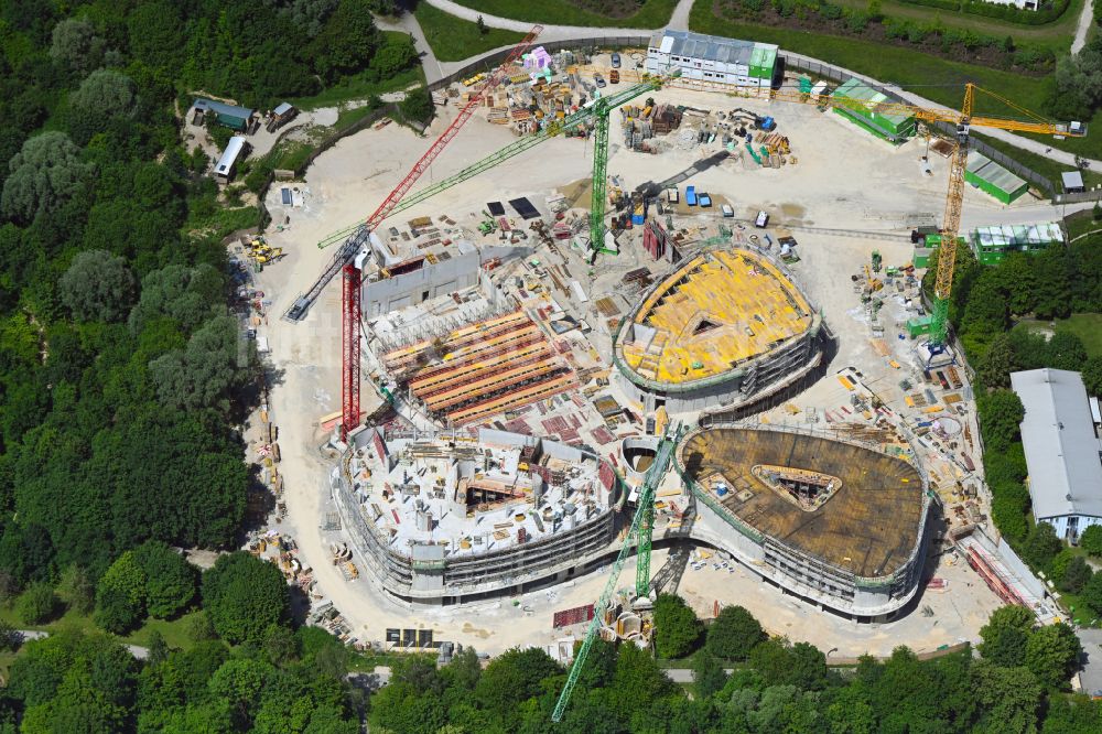 Luftbild München - Baustelle zum Neubau des Schulgebäudes Staatliches Wilhelm-Hausenstein-Gymnasium in München im Bundesland Bayern, Deutschland