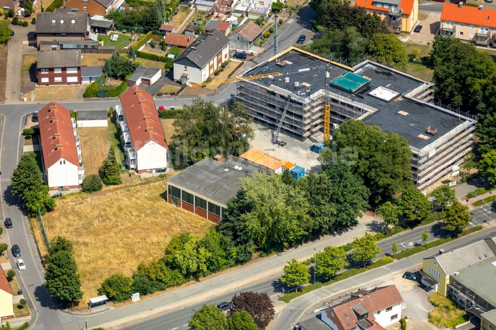 Werne aus der Vogelperspektive: Baustelle zum Neubau des Schulgebäudes der Wiehagenschule in Werne im Bundesland Nordrhein-Westfalen, Deutschland