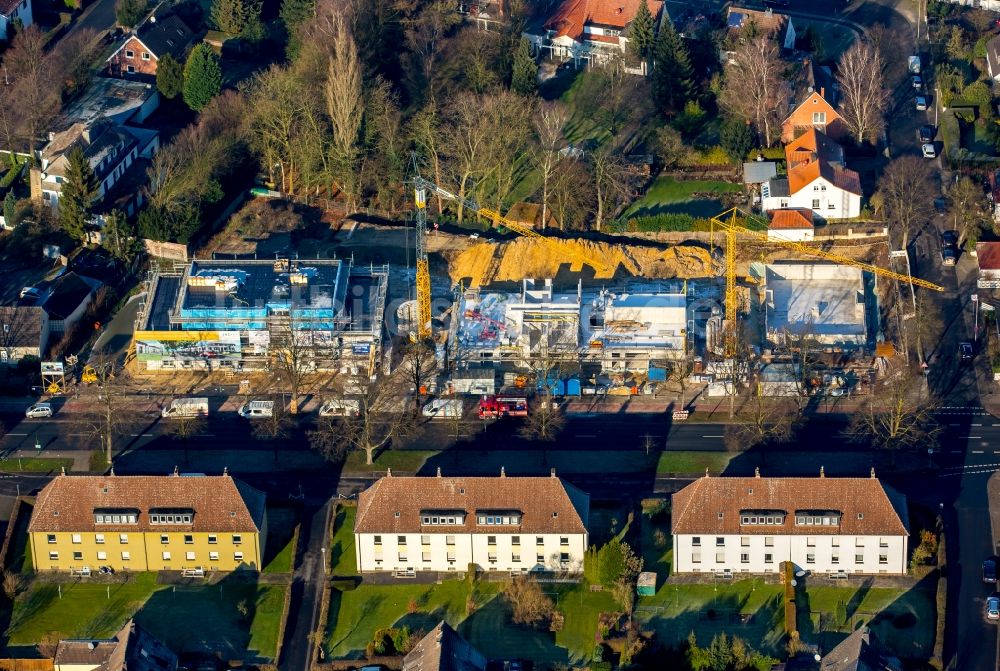 Luftbild Hamm - Baustelle zum Neubau einer seniorengerechten Wohnanlage an der Lippestraße in Hamm im Bundesland Nordrhein-Westfalen