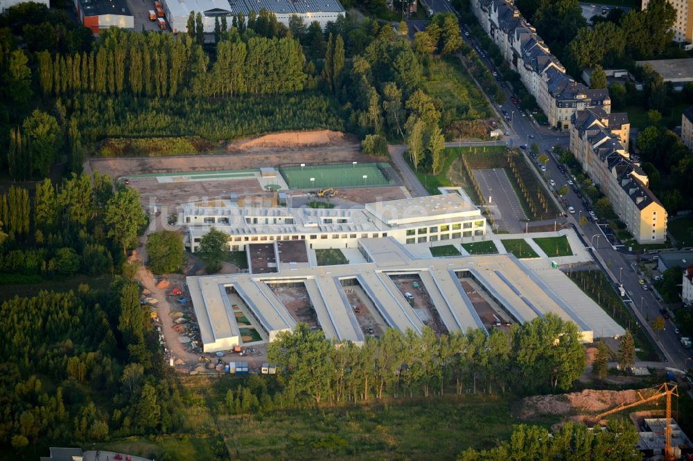 Luftaufnahme Chemnitz - Baustelle zum Neubau des Sonderpädagogischen Förderzentrums Chemnitzer Körperbehindertenschule (KOE) in Chemnitz im Bundesland Sachsen