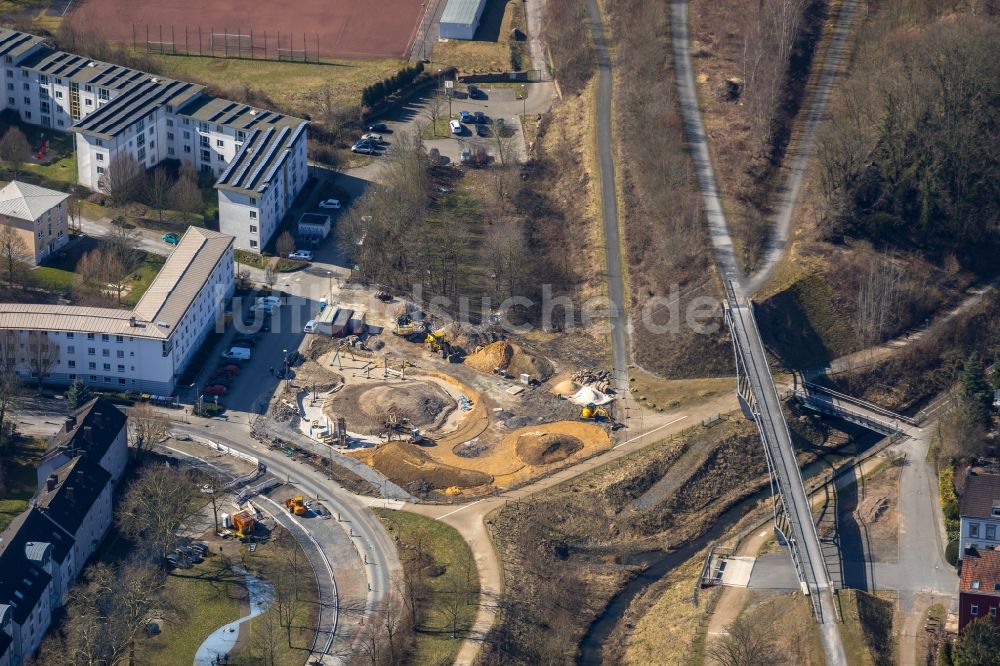 Luftbild Dortmund - Baustelle zum Neubau des Spielplatz an der Heinrich-Stephan-Straße in Dortmund im Bundesland Nordrhein-Westfalen, Deutschland