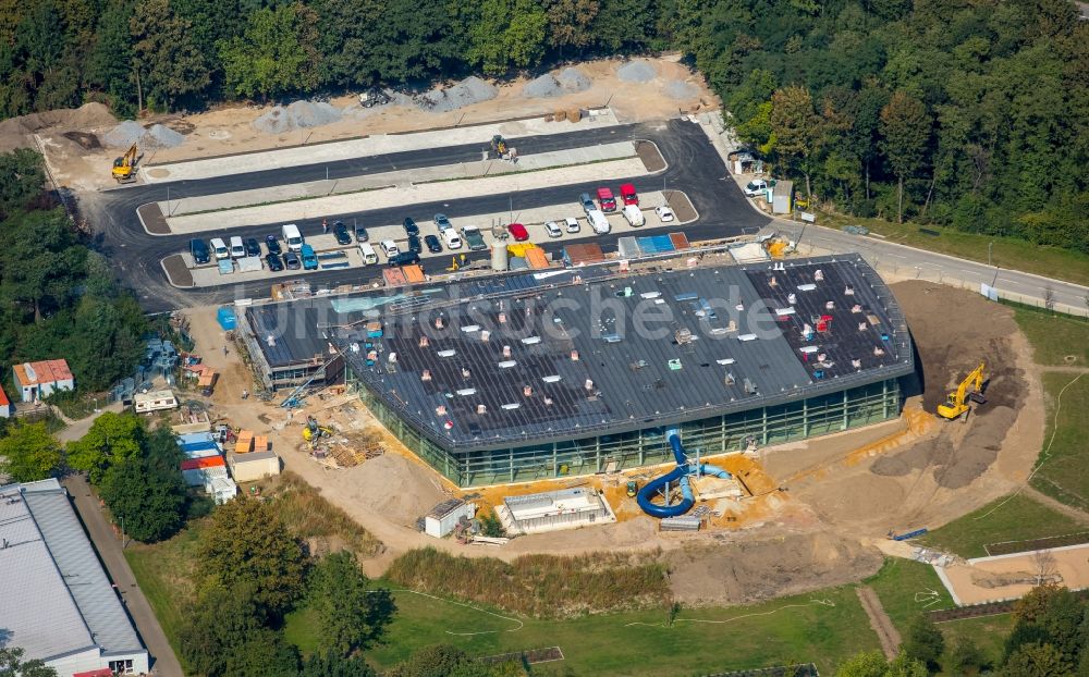 Herne von oben - Baustelle zum Neubau des Sport- und Erlebnisbad Wananas in Herne im Bundesland Nordrhein-Westfalen