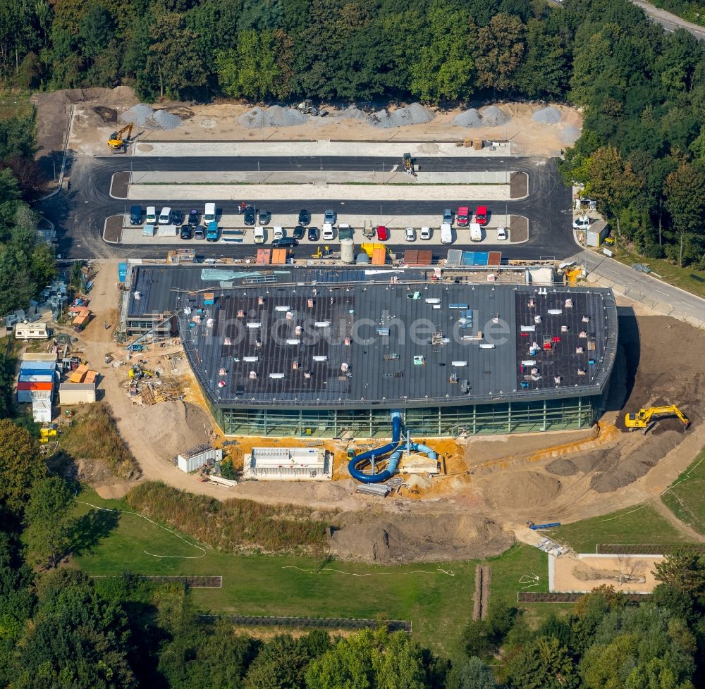 Herne aus der Vogelperspektive: Baustelle zum Neubau des Sport- und Erlebnisbad Wananas in Herne im Bundesland Nordrhein-Westfalen