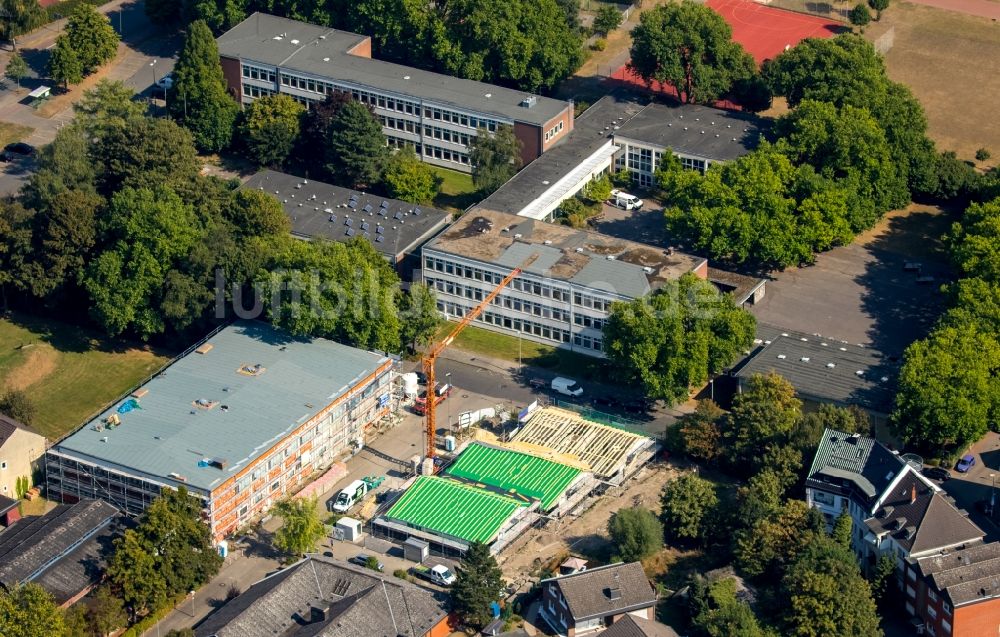 Hamm von oben - Baustelle zum Neubau der Sporthalle der Bodelschwingschule in Hamm im Bundesland Nordrhein-Westfalen