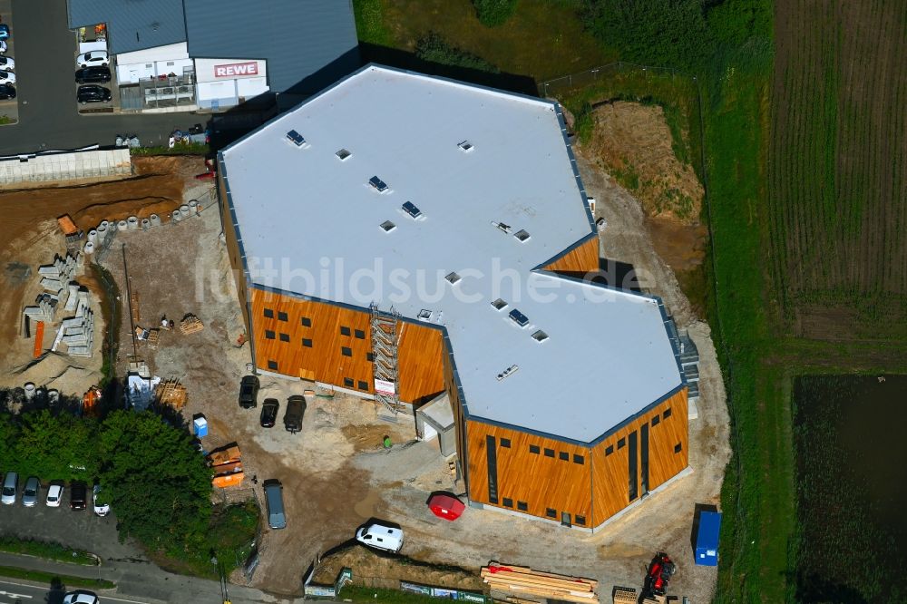 Luftbild Bubenreuth - Baustelle zum Neubau der Sporthalle - Boulderhalle Frankenjura in Bubenreuth im Bundesland Bayern, Deutschland