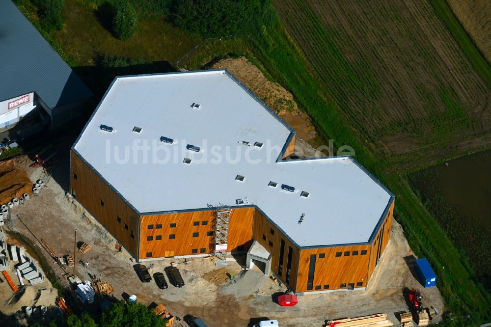 Luftaufnahme Bubenreuth - Baustelle zum Neubau der Sporthalle - Boulderhalle Frankenjura in Bubenreuth im Bundesland Bayern, Deutschland