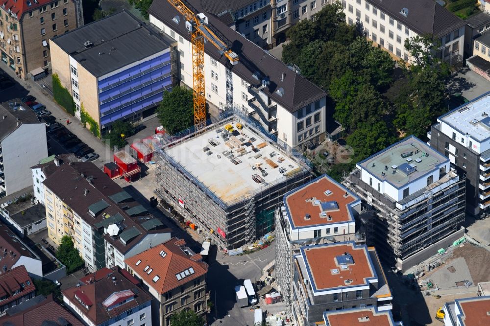 Luftbild Stuttgart - Baustelle zum Neubau der Sporthalle Breitscheidstraße Ecke Falkertstraße in Stuttgart im Bundesland Baden-Württemberg, Deutschland