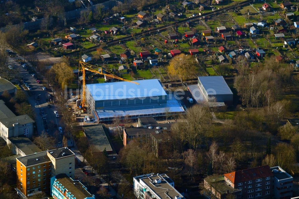 Luftaufnahme Hamburg - Baustelle zum Neubau der Sporthalle am Horner Weg in Hamburg, Deutschland