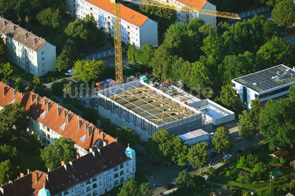 Luftbild Berlin - Baustelle zum Neubau der Sporthalle der Panke- Schule in Berlin, Deutschland