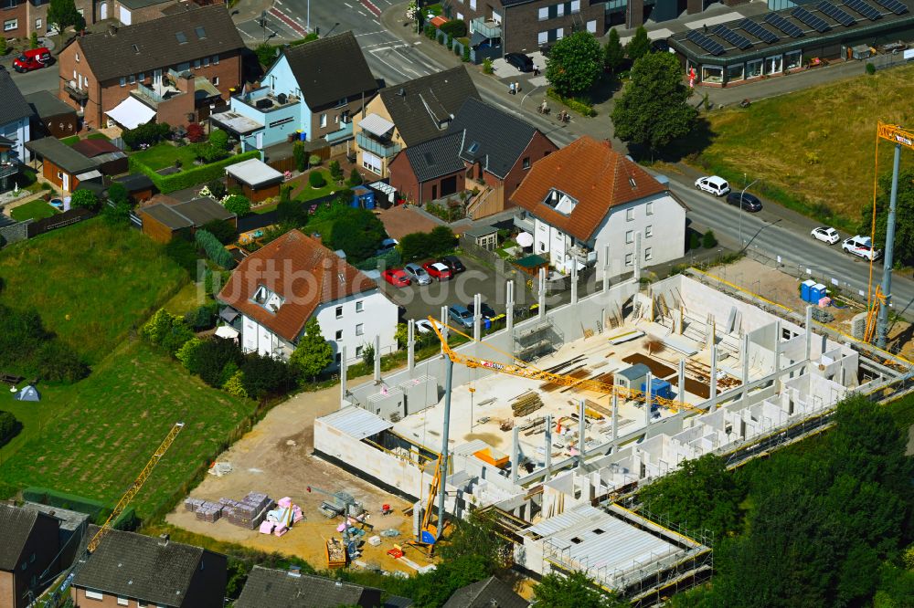 Borken aus der Vogelperspektive: Baustelle zum Neubau der Sporthalle - Zweifeldsporthalle in Borken im Bundesland Nordrhein-Westfalen, Deutschland