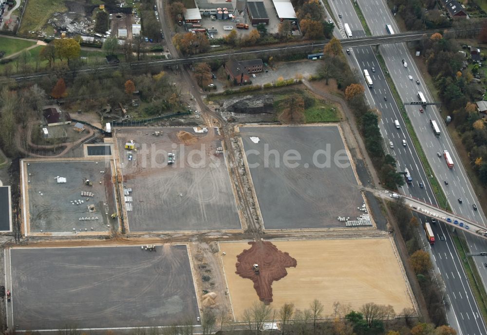 Luftbild Hamburg - Baustelle zum Neubau eines Sportplatz- Ensembles des Bahrenfelder Sportverein von 1919 e.V. in Hamburg