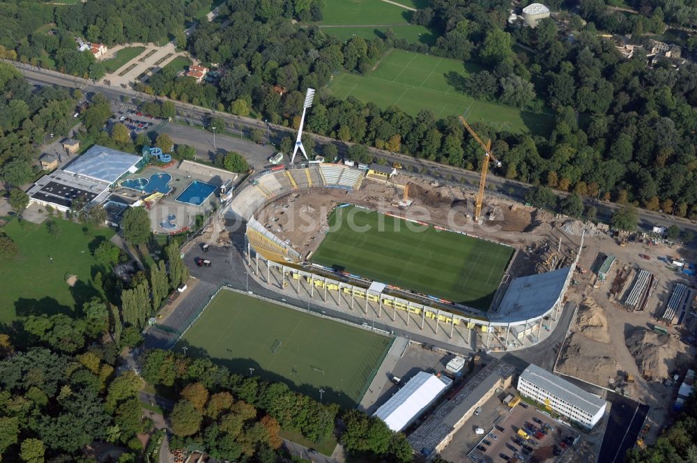 Luftbild Dresden - Baustelle zum Neubau des Stadion DDV-Stadion Dresden im Bundesland Sachsen