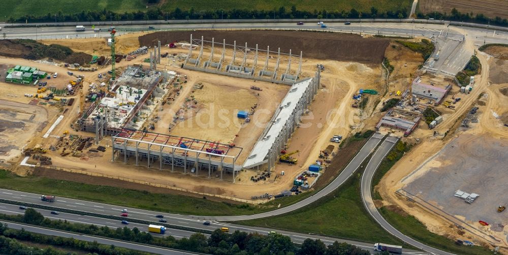 Luftaufnahme Regensburg - Baustelle zum Neubau des Stadions Continental- Arena in Regensburg im Bundesland Bayern