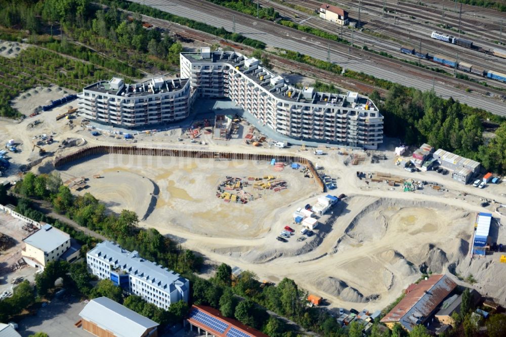 Luftaufnahme München - Baustelle zum Neubau des Stadtquartiers Baumkirchen Mitte in München im Bundesland Bayern