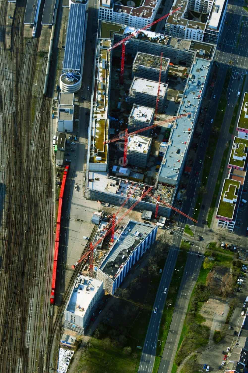 Luftbild Mannheim - Baustelle zum Neubau eines Stadtquartiers Kepler-Quartier am Hauptbahnhof in Mannheim im Bundesland Baden-Württemberg, Deutschland