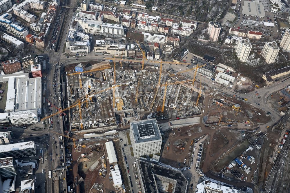 Luftbild Stuttgart - Baustelle zum Neubau des Stadtteilzentrums und Einkaufszentrum Milaneo im Zentrum der Landeshauptstadt Stuttgart im Bundesland Baden-Württemberg BW