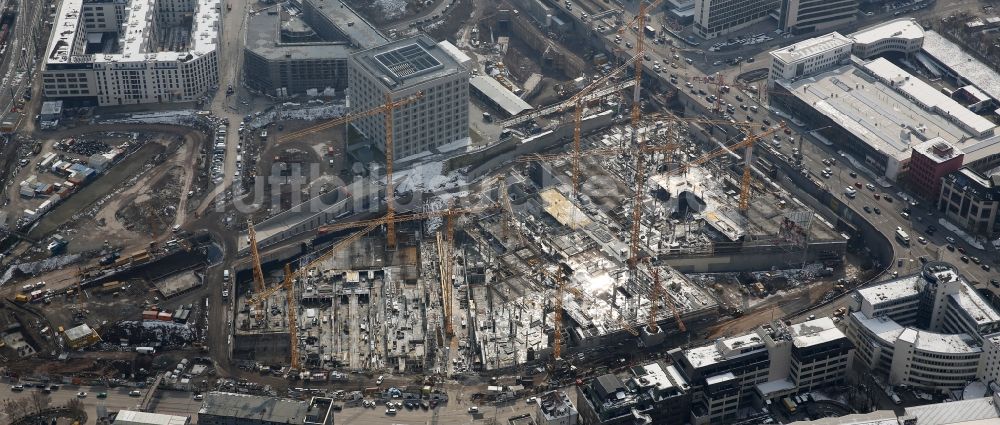 Stuttgart von oben - Baustelle zum Neubau des Stadtteilzentrums und Einkaufszentrum Milaneo im Zentrum der Landeshauptstadt Stuttgart im Bundesland Baden-Württemberg BW