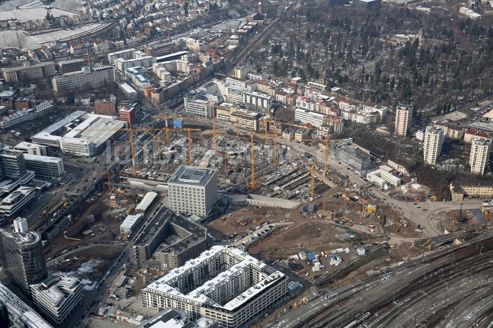 Stuttgart aus der Vogelperspektive: Baustelle zum Neubau des Stadtteilzentrums und Einkaufszentrum Milaneo im Zentrum der Landeshauptstadt Stuttgart im Bundesland Baden-Württemberg BW