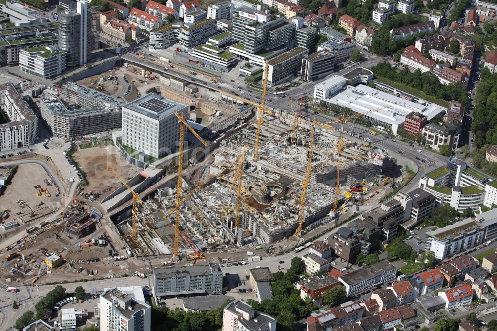 Stuttgart aus der Vogelperspektive: Baustelle zum Neubau des Stadtteilzentrums und Einkaufszentrum Milaneo im Zentrum der Landeshauptstadt Stuttgart im Bundesland Baden-Württemberg BW